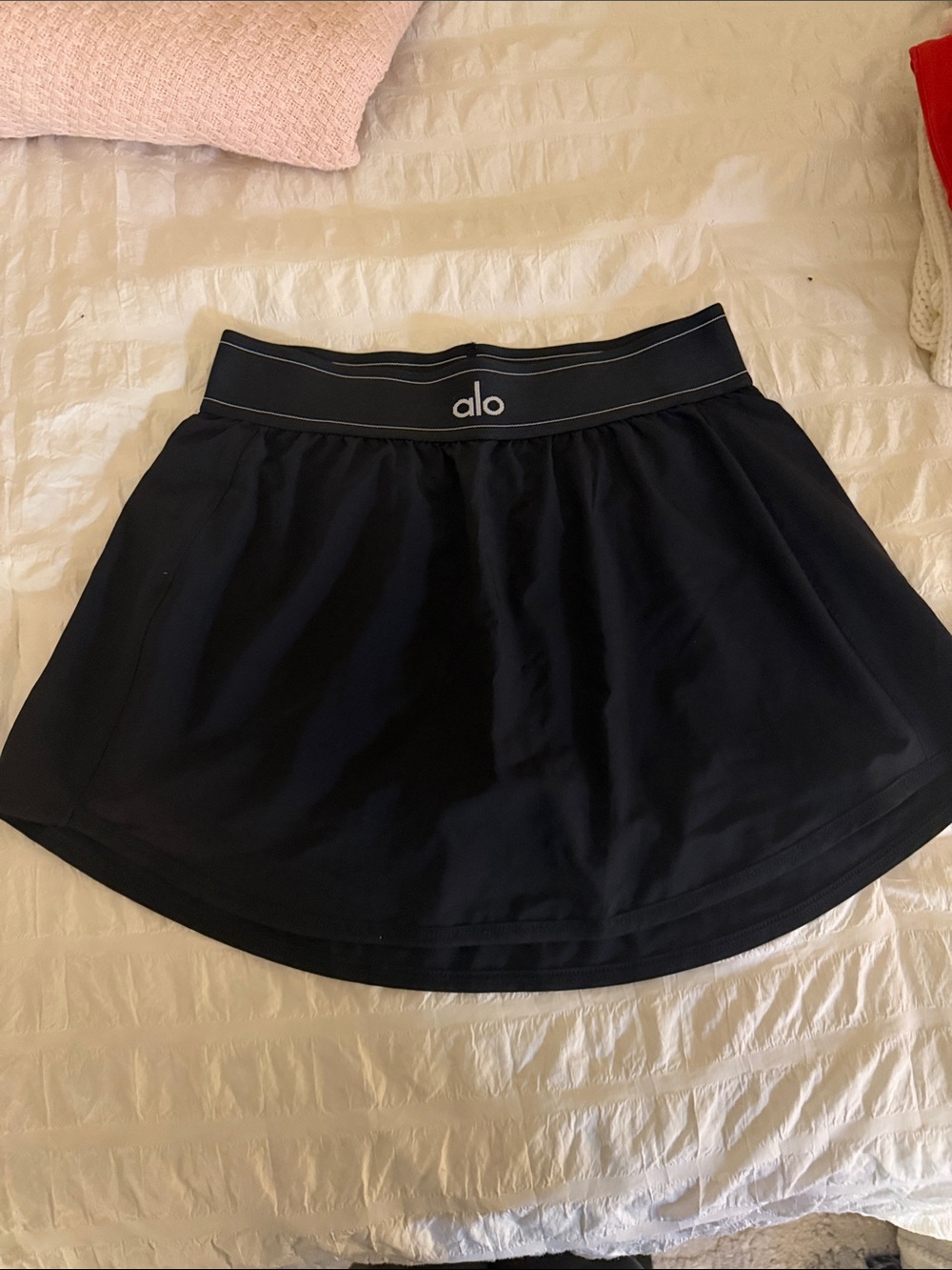 ALO Yoga Black Circle Skirt with Logo Waistband